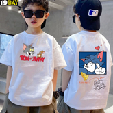 Classic Fun Tom and Jerry White Oversized T-Shirts for Kids